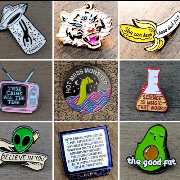 Grumpy Mermaid Wine Cat Pin - Picture 4 of 7